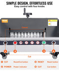 VEVOR 13 Inch Electric Paper Cutter control panel with buttons for cut, reset, and power indicators for easy use.