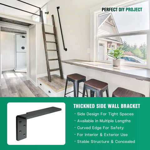 Interior space showing Free Hanging Side Wall Floating Shelf Bracket 3 Pack for Granite Countertops with industrial design
