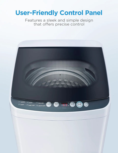 User-friendly control panel of Top Shelf Portable Washer For Tiny Apartments And Studios White with quick preset cycles.