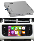Plug And Play Wireless CarPlay Receiver For Land Rover Range Rover Evoque Discovery 4 Jaguar XE XF Bosch CarPlay Interface Retrofit Kit With Android Auto Mirror Link Reverse Camera USB Drive with interface display.