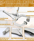 10 Piece Locking C Clamp Set With Adjustable Pliers For Welding, Regular Tip And Swivel Pad, Heavy Duty Pro Grade Tool For Shop Or Home Projects, Farm Or Auto Workshop, Woodworking And Cabinetry Repairs, 6 Inch carbon steel locking clamp with fast release handle