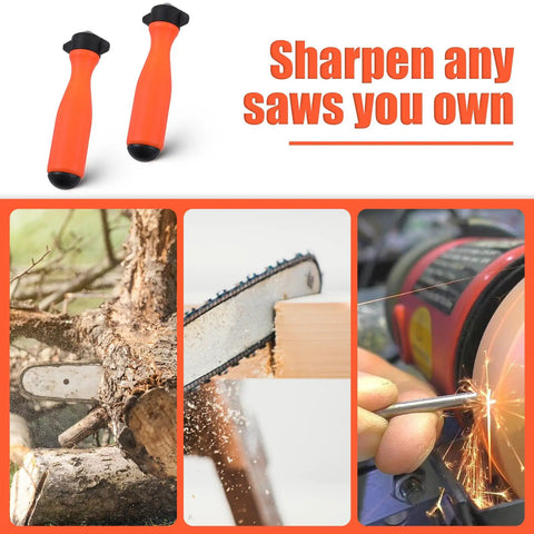 Badass Round File Handles Two Pack With Quick Adjust Nut And Comfy Grips Designed For Chainsaw Touch Ups And Backyard Projects fits 0.2 inch diameter bits.