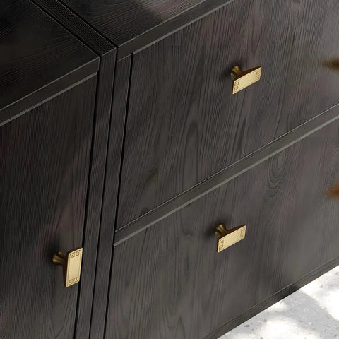4 Pack 6.3 Inch Gold Vintage Brass Cabinet And Furniture Pull Handles on dark wood cabinet drawers