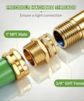 Lead Free Brass 3/4 GHT Female To 1 NPT Male Swivel Adapter For Hose To Pipe Fitting, Thickened Wall, Beefy Heavy Duty Durability, Easy Garden Hose To Pipe Thread Conversion, One Pack; brass hose adapter on garden hose