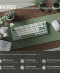 Gasket Mount 60 Percent Wired Mechanical Keyboard Hits Different With Hot Swap Linear Switches Smooth Pbt Keycaps And Rgb Backlight And Programmable Knob For Your Desk on a desk with a mouse and decorations.