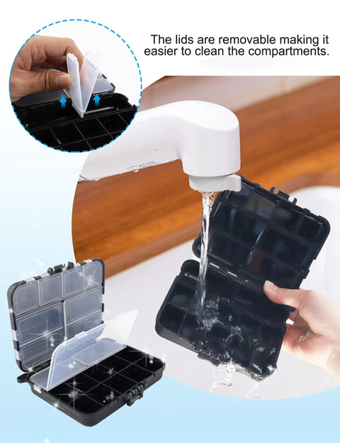 Cleaning Mini Tackle Box Organizer 4 Pack Palm Sized Portable Plastic Fishing Storage Boxes under running water