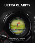 View through lens of Pro Z1 Slope Golf Rangefinder With 1300 Yard Range 7X Magnification Tournament Legal Weather Resistant