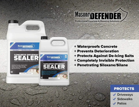 Deep Penetrating Concrete Sealer Silane Siloxane Formula Locks Out Moisture For Driveways And Patios Keeps surfaces dry in two container sizes.