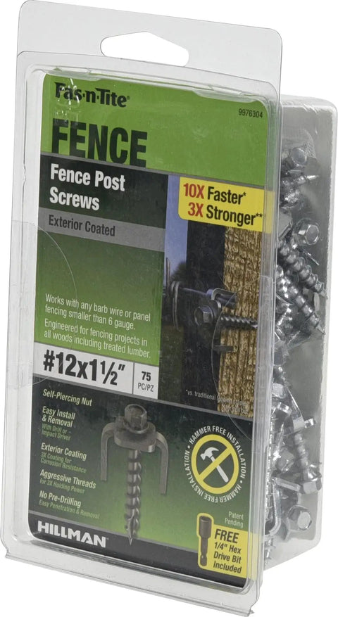Exterior Coated Fence Post Screws 12 By 1 And A Half Inches Heavy Duty Wood Screws For Fencing And Decking Construction Self Tapping For Treated Lumber And Drywall Hammer Free Installation 75 Pieces packaging