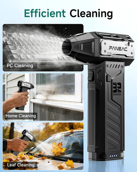 Cordless Electric Air Duster With Swappable Twin Battery Pack 150000 RPM 3 Speed High Velocity Blower for cleaning PC, home, leaves