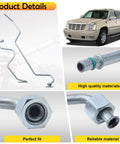 Rack Pinion Transfer Lines Kit For 2008-2014 Chevy Silverado Tahoe Suburban Avalanche GMC Sierra Yukon Cadillac Escalade ESV High Quality Replacements With Durable Copper Core Stainless Braided Hoses shown in image with detailed view of fittings and material.