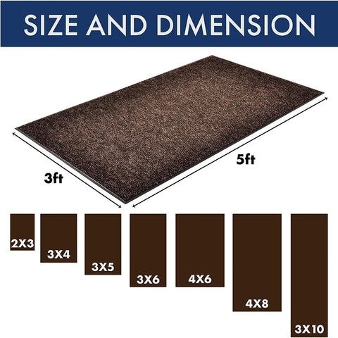 Polynib Indoor Entrance Mat 3 Ft By 4 Ft Brown For Home Or Office, low profile door mat with vinyl backing, dimensional view