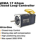 Closed-Loop Stepper Motor With Built-In Encoder, Driver, Brake, And Controller For CNC And 3D Printer, side view, NEMA 17