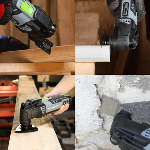 Built Different Professional Grade Corded Oscillating Multi Tool With Rock Solid 3 Amp Motor delivers power for cutting wood, tile, and drywall.