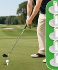 Golfer using Pro Grade Adjustable Rubber Golf Tees For Mats And Indoor Outdoor Practice with 5 Pack display on grass