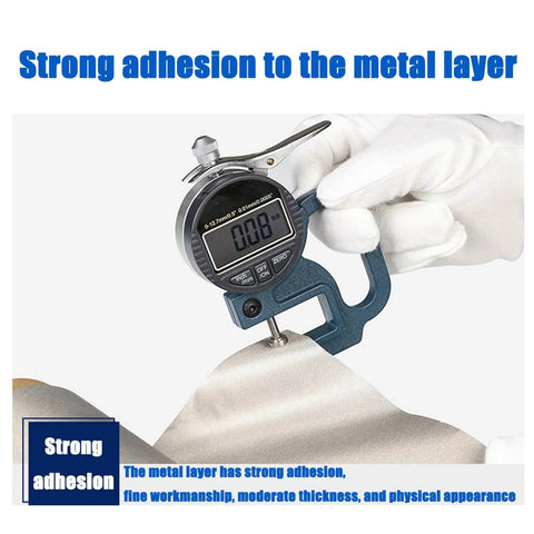 EMF Shielding Fabric For High Frequency Protection, Copper-Infused Shielding Cloth measured for thickness with gauge