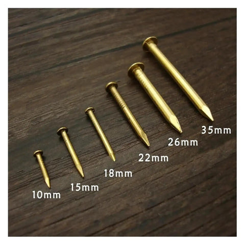 Top Shelf Antique Copper Brass Furniture Nails 2.8 By 35 mm Heavy Duty Hardware Assortment 20 Piece Pack display with various nail sizes