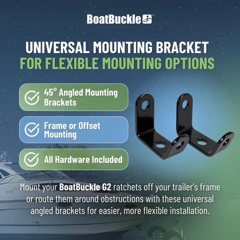 Universal Mounting Bracket Kit For 1 Inch Or 2 Inch Bolt On Retractable Ratchet Straps 5000 Lb Break Strength Includes 2 Brackets And Hardware Boat Trailer Straps Sold Separately