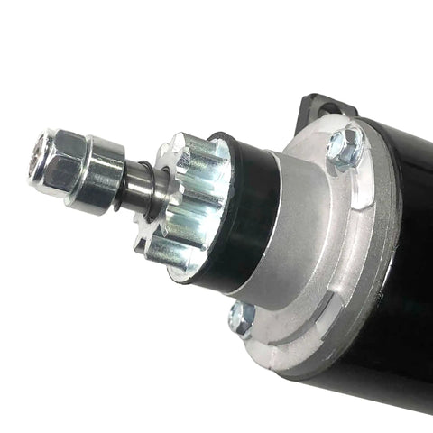 Close-up of 12V outboard starter motor replaces 583482 0583482 for E40 E50 J40 J50 boats, fits Johnson Evinrude models, 9 teeth.