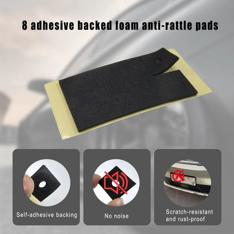 Lock Your Plates Down Super Tight With This Hella Durable Anti Theft License Plate Screws Kit Featuring Rustproof Stainless Steel Bolts For Secure Car Tag Mounting And Hassle Free Removal - 8 foam anti-rattle pads with adhesive backing.