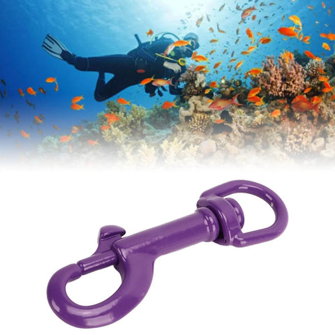 Purple 75mm swivel-eye bolt snap clip; metal clip for keychains, dog leashes, or camera straps