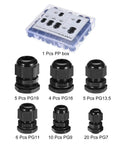 Waterproof Cable Glands Kit For Electrical Projects Black Nylon Glands Joints And Wire Protectors Weatherproof Seal Kit in box