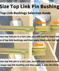 Cat 1 Quick Hitch Bushing Set For 3-Point Tractor Implements, 2 Pairs Gold Top Link And Shoulder Bushings, Includes Roll Pins, Replaces TK95029 diagram showing installation of top link bushings
