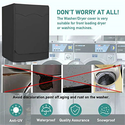 Front Loading Washer And Dryer Cover, Heavy Duty Oxford Fabric Waterproof Dustproof Shield, UV Resistant Thickened Protection