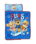 Team Spirit Nap Mat Set With Built In Pillow And Plush Blanket featuring cartoon pups, perfect for preschool and travel for ages 3 plus.