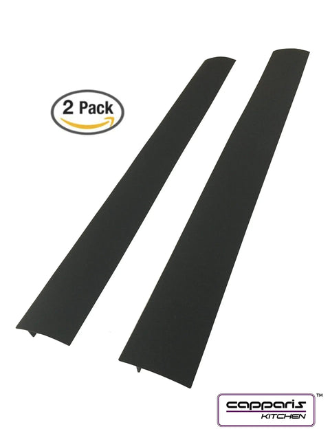 Two black silicone stove gap covers, 21 inches, kitchen silicone stove gap cover set of 2 21 inches black heat resistant easy clean