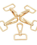 Hella Sturdy 15 Pack Solid Zinc Alloy D Ring Swivel Lobster Claw Clasp Hardware For Crafting Lanyards Bag Straps And Outdoor Gear Attachments Anti Rust Gold Finish showing multiple clips in a circle.