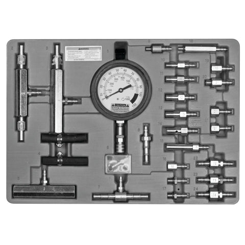 Ultimate Fuel Injection Diagnostic Kit With 0 To 100 PSI Gauge, Boot, Hang Up Hook, Universal Adapters, GM Test Adapters