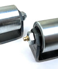 Set Of Two Weld On Trailer Tail Drag Casters With Solid Steel Rollers And Greasable Axle For Motorhomes RVs And Fifth Wheel Campers 2
