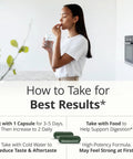 Woman taking Women's Daily Multivitamin For Energy, Focus, And Immunity With CoQ10 And Panax Ginseng, instructions below
