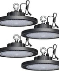 UFO LED High Bay Light With Plug And 5ft Cable 150W 21000LM 5000K Daylight IP65 Shop Lights For Garage Warehouse Factory Barn Area 4 Pack