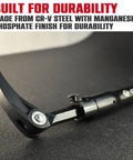 Close-up of Extendable Telescoping Pry Bar With Adjustable Indexing Positions That Give Straight Up Heavy Duty Leverage To Kick Rusted Bolts Free In Cramped Spots A Badass Shop Tool Every Pro Wants For Zero Sweat Pulling Power On Tough Jobs Daily showcasing the CR-V steel head and manganese phosphate finish.