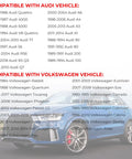 List of Audi and Volkswagen models compatible with Engine Oil Filler Cap Replacement, including A4, Q7, Passat, Jetta.
