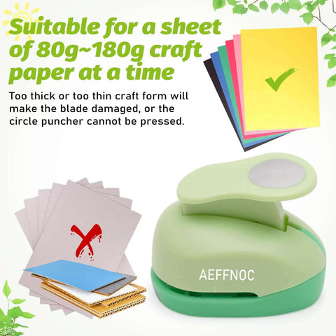 1 Inch Circle Hole Punch For Crafts And DIY Arts, Handy Lever Action Paper Punch next to different colored craft papers