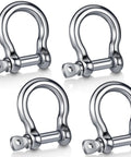 Stainless Steel 304 Bow Shackle Set, 4 Pieces, 5 32 Inch Screw Pin D Ring Shackles For Outdoor Adventure And Camping, Chains And Wire Rope Lifting