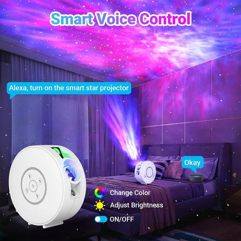 Galaxy Night Sky Projector with App Voice Control and Bluetooth Speaker, Rotating Nebula Lamp, 6 HD Slides, 37 White Noise Sounds and Timer, Star Ceiling Light for Bedroom and Kids Room Decor