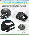 Cam Loc Chin Strap Housing Set And Helmet Thumb Screws For Riddell SpeedFlex Football Helmets with dimensions shown