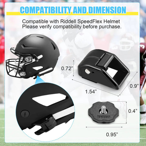Cam Loc Chin Strap Housing Set And Helmet Thumb Screws For Riddell SpeedFlex Football Helmets with dimensions shown