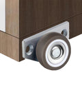 Mini Side Mount Casters Set 1.25 Inch Low Profile Fixed Non Swivel Rubber Wheels with Metal Plate on Cabinet