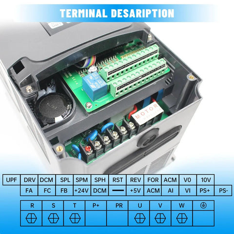 Inside view of Beefy 4KW 220V VFD Inverter For Spindle Motor CNC Router Engraving Milling Machine Pro Grade 5HP 3 Phase Output 18A