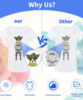 Image comparing print quality on T-shirts using Direct To Film DTF Transfer Film Pack A4 50 Sheets 8.3 X 11.7 Inches Matte Clear PET.