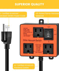 Automatic Vacuum Switch For Power Tools With Dual Outlets And Auto On Off Mode With Delay, orange with power cord