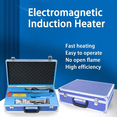 Heavy Duty Magnetic Induction Heater Bolt Remover With Zero Flame Fast Heat And High Speed Cooling Fan in rugged case with tools.