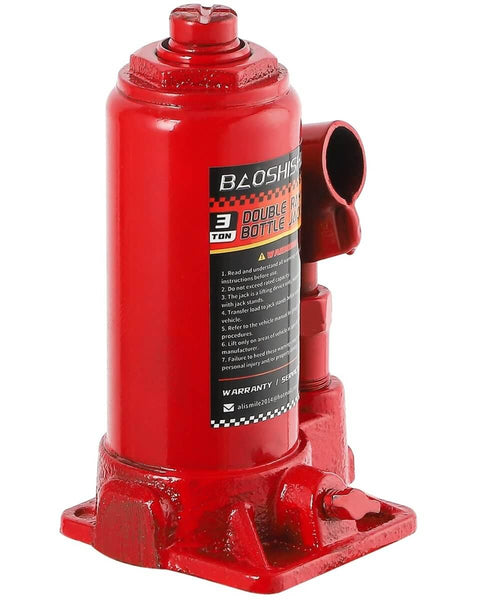 3 Ton Double Ram Hydraulic Bottle Jack With 6.5 To 16.5 Inch Lifting Range Portable Car Jack In Carrying Case