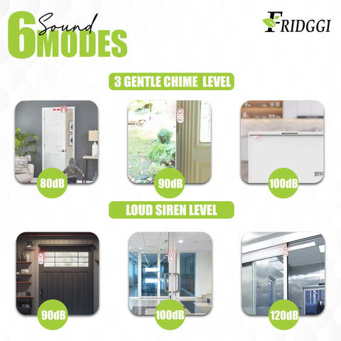 Image showing 6 sound modes of 3 In 1 Door Alarm With Delay Chime And Siren Left Open Alert Gate Ajar Notifier For Home Office And Shop