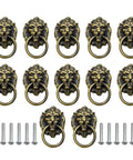12 Pack Lion Head Cabinet Knobs Pulls With Mounting Screws For Drawer Dresser Wardrobe Kitchen Cupboard, shown in a set